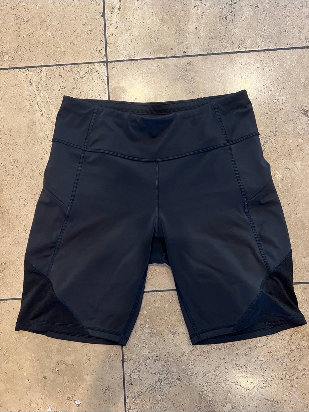 Athleta Black Mesh Panel Workout Bike Shorts Activewear Athletic